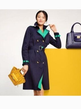 Beautiful!!  3.1 Phillip Lim Dark Blue and Green Trench Coat - sz: XS - NEW